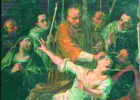 fu beatificato nel 1678 e canonizzato nel 1737. San Bernardo esorcizza una donna con il Santissimo Sacramento, Museo Hieron